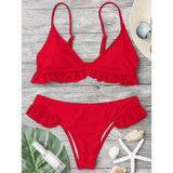 Frilled Padded Plunge Bikini