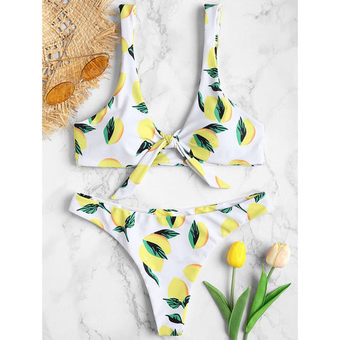 Lemon Print Padded Bikini