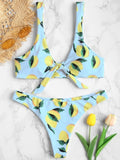 Lemon Print Padded Bikini