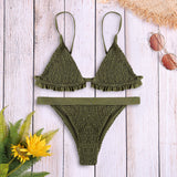 Elastic Smocked Texture Bikini