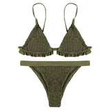Elastic Smocked Texture Bikini