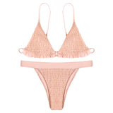 Elastic Smocked Texture Bikini