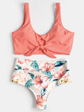 Knotted Floral Scrunch Bikini