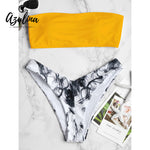 Abstract Print Bandeau Bikini