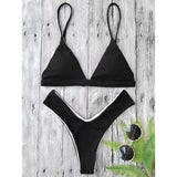 Plunge Padded Textured High Cut Bikini