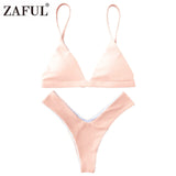 Plunge Padded Textured High Cut Bikini