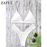 Plunge Padded Textured High Cut Bikini