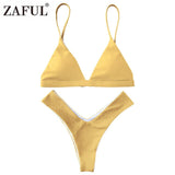 Plunge Padded Textured High Cut Bikini