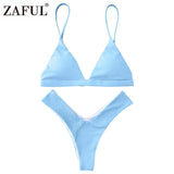 Plunge Padded Textured High Cut Bikini