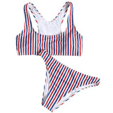 Colorful Striped U Neck Bikini