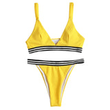 Ribbed Texture Striped Bikini