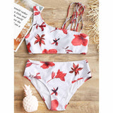Leaf Print Padded Strappy Bikini
