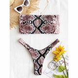 Snakeskin Print Bandeau Bikini