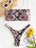 Snakeskin Print Bandeau Bikini