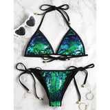 Self-Tie Sequined Bikini