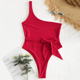 High Cut One Shoulder Swimsuit