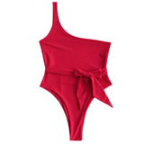 High Cut One Shoulder Swimsuit