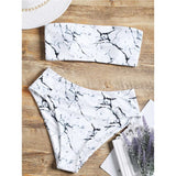 Marble Print Bandeau Bikini