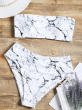 Marble Print Bandeau Bikini