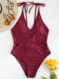 Tie Shoulder One Piece Swimsuit
