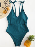 Tie Shoulder One Piece Swimsuit