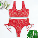 Lace-Up Lace Crochet Bikini