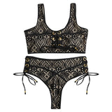 Lace-Up Lace Crochet Bikini