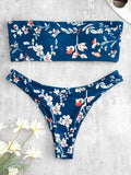 Floral Print Strapless Bikini