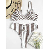 Lace Up High Waist Bikini