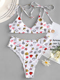 Tie Shoulder Starfish Print Bikini