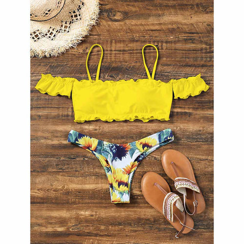 Off Shoulder Sunflower Bikini