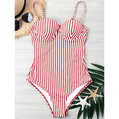 Striped Bustier One Piece Suit
