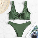 Scoop Neck Backless Bikini