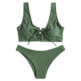 Scoop Neck Backless Bikini