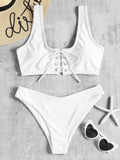 Scoop Lace Up Bikini