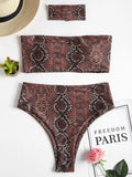 Snakeskin Print Bandeau Bikini