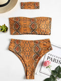 Snakeskin Print Bandeau Bikini