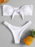 Bowknot Ribbed Bikini