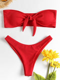 Bowknot Ribbed Bikini