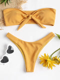 Bowknot Ribbed Bikini